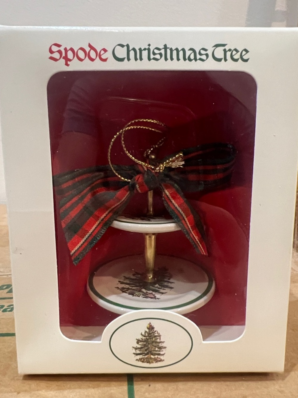 Spode Christmas Tree Mini Tiered Server Ornament in Green, Red, Gold
